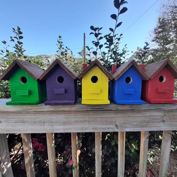 pick your colors, cedar birdhouse, birdhouse for outdoors, outdoor birdhouse, Christmas gift idea, colorful birdhouse, garden decor, decor