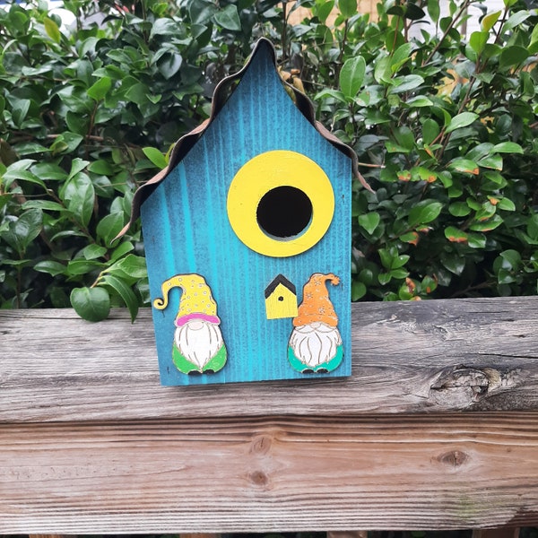 whimsical birdhouse, gnome birdhouse, fairy garden birdhouse