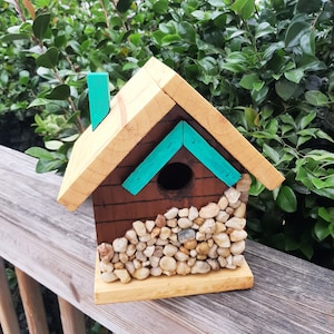 birdhouse, bird house, stone bird house, stone birdhouse, cedar birdhouse, unique birdhouse, unique bird house, outdoor bird house, yard art