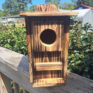 squirrel house, squirrel box, squirrel nesting box, squirrel house in torched finish