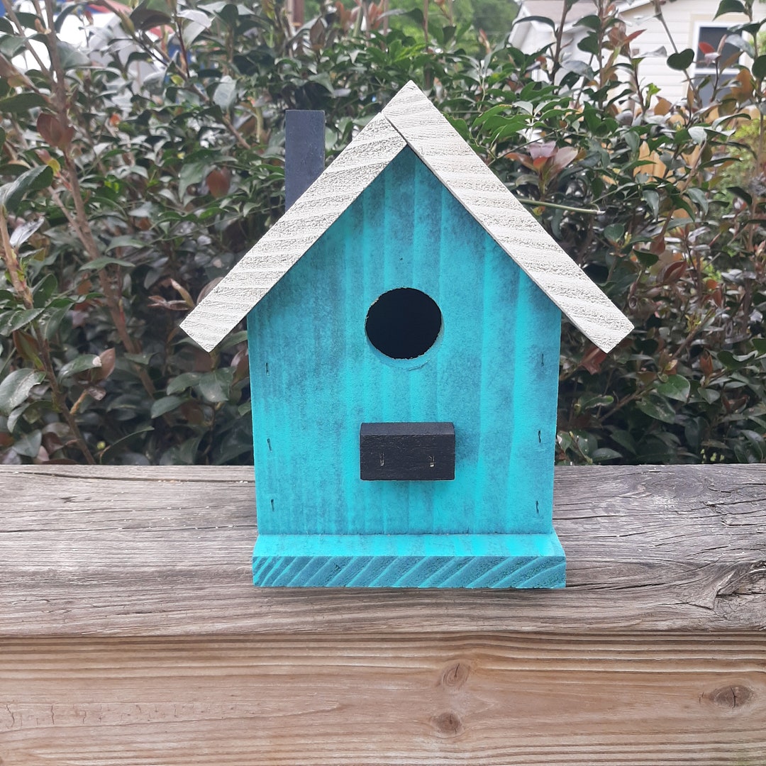 Teal Birdhouse, Unique Color Birdhouse, Gift for Mom, Christmas Gift