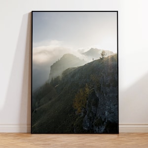 Wall picture &quot;Mountain light&quot; / mountain, mountains, Alps, backlight, sunbeams / Print as poster, Aludibond, gallery print or in frame