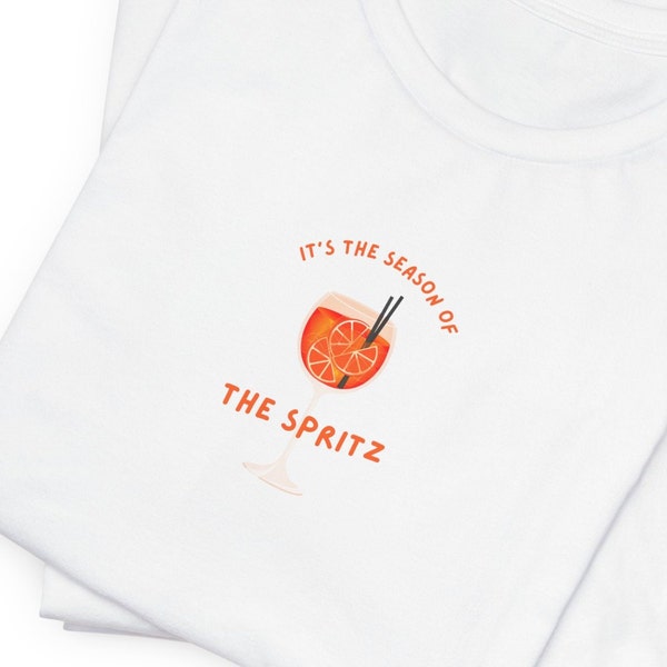 Women's Short Sleeve T-Shirt | 'It's the season of the spritz' | Summer Print Tee | Girly Brunch Outfit | Beer Garden | Aperol Spritz