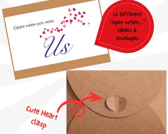 Printed "Open when..." labels with kraft envelopes