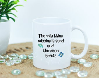 Sand & Ocean Breeze Ceramic Mug, Beach Lover's Mug, Coffee Cup for Beach Lover, Vacation Mug,