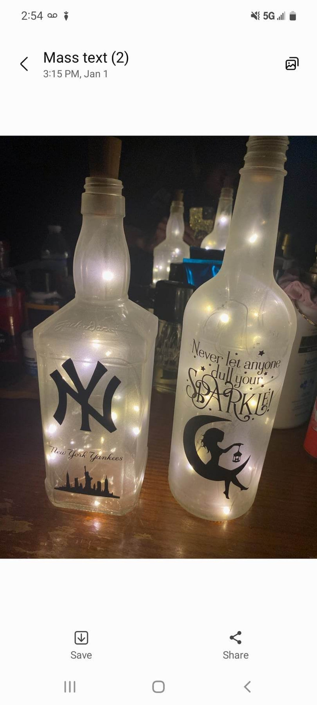 NY Yankees Light up Bottle Etsy