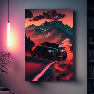 Audi S4 Framed Canvas Print Wall Art Wall Art Abstract Illustrations Modern Car Art Living Room Decor Gift For Him Sport Cars