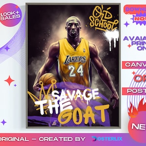 Kobe Bryant - The Goat - Custom Portrait Modern Wall Art Unique Kobe Bryant Wall Art Money PNG Digital Prints - Digital Download