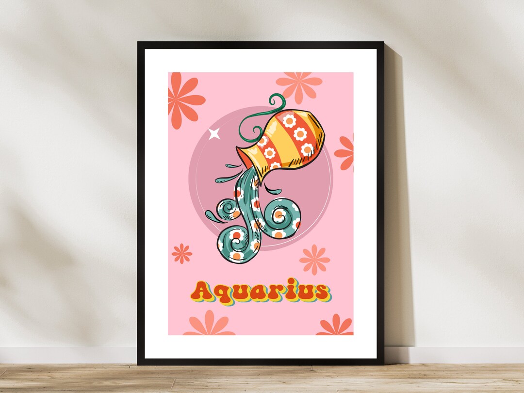 Aquarius Zodiac Wall Art Funky Aquarius Wall Art Astrology Wall Art
