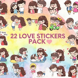 Paar stickers goodnotes notability, schattig paar cartoon stickers, Valentijnsdag digitale stickers, digitale sticker boho, digitale Sticky Notes