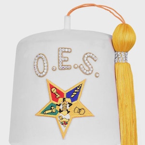 Order of the Eastern Star OES Fez Hat – Pure White with Yellow Tassel