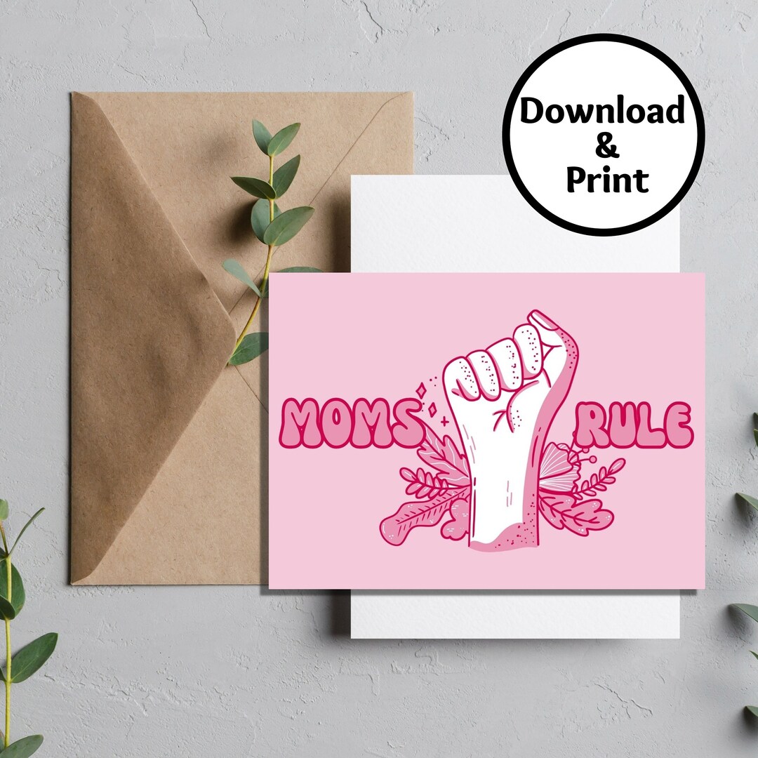 Moms Rule Mother's Day Card Digital Download Printable - Etsy