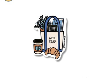 Well Read | Boat Tote Inspired | Reading | Bookworm | Book lover | Sticker | Kindle | Kobo | Books | Gift for Friend | Bookish | Reader
