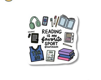 Reading is my favorite sport | Reading | Bookworm | Book lover | Sticker | Kindle | Kobo | Books | Gift for Friend | Bookish | Reader