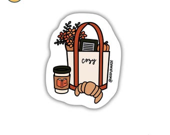 Cozy Tote Bag | Cozy Goods | Kindle | Fall Girlie | Read | Bookish | Book Lover | Bookworm | Water Bottle Sticker | Autumn | Reading