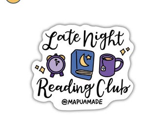 Late Night Reading Club | Books | Read | Bookish | Book Lover | Bookworm | Water Bottle Sticker | Gift for Friend