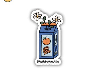 Orange Juice | Flowers | Kobo Sticker | EReader Sticker | Kindle Sticker | Water Bottle Sticker | Laptop Sticker | Gift for Friend