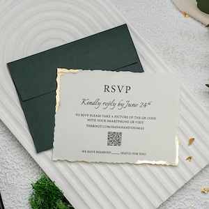QR-code RSVP-kaart, RSVP-kaarten voor bruiloft, RSVP-kaart QR-code voor bruiloft, RSVP-kaarten, responskaart, groene responskaart 4,1 x 5,7 inch