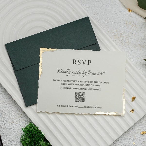 Rsvp Card QR Code, Rsvp Cards for Wedding , RSVP Card Qr Code for Wedding, RSVP Cards, Response Card, Green Response Card 4,1 x 5,7 inches