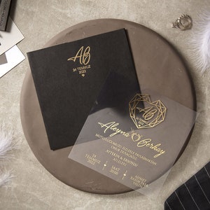 Black Acrylic Wedding Invitation, Acrylic Wedding Invitation, Elegant Wedding Invitations, Invitation Card, Black Envelope , Acrylic Invite,