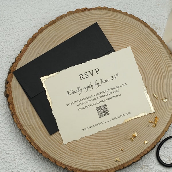 Rsvp Cards Black Print | Rsvp Cards For Wedding| Minimalist Wedding Reply Card | Minimalist QR Code | RSVP Online |Modern Wedding Reply Card