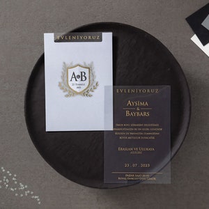 Acrylhuwelijksuitnodiging, elegante huwelijksuitnodigingen, uitnodigingskaart, echte folie, acryluitnodiging, uitnodigingskaart