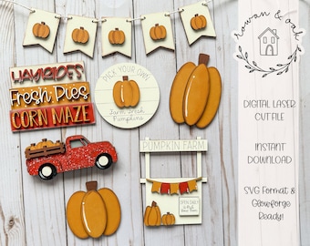 Pumpkin Farm Tiered Tray SVG | Pumpkin Patch svg | Glowforge Fall Laser SVG | Pumpkin Picking | Fall Decor | Fall Seasonal Cut File