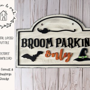 Bezem parkeren alleen Halloween SVG laserbestand | Herfst Halloween laser gesneden bestand | Plankoppas SVG | Glowforge-SVG | Deurhanger | Spookachtig decor