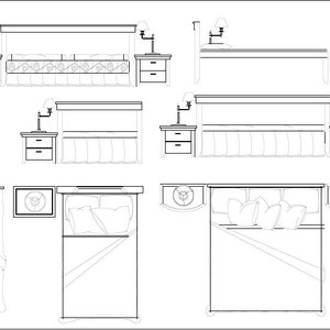 2D Drawings of Bedroom Refurbishment, Autocad 2D DWG File, Ready Block for Autocad, 2D Template, Dwg- Pdf- Png File