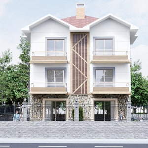 Plattegrond bungalowhuis van gewapend beton, schetsmodel Tiny House, Autocad-tekening bungalowhuis, 3D-model klein huis