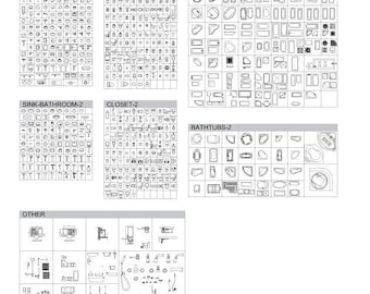600+ Bathroom CAD Library| Sink, Bathtub & Closet Drawings | DWG + PDF Files | Instant Download| Autocad File