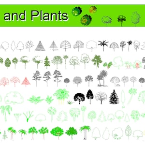 Autocad 2D DWG DXF PDF Bäume und Pflanzen-Datei, Autocad 2D-Vorlage