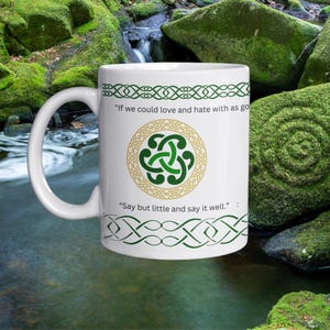 Celtic Knot Design Mug: Ancient Celtic Phrases, 11oz Ceramic