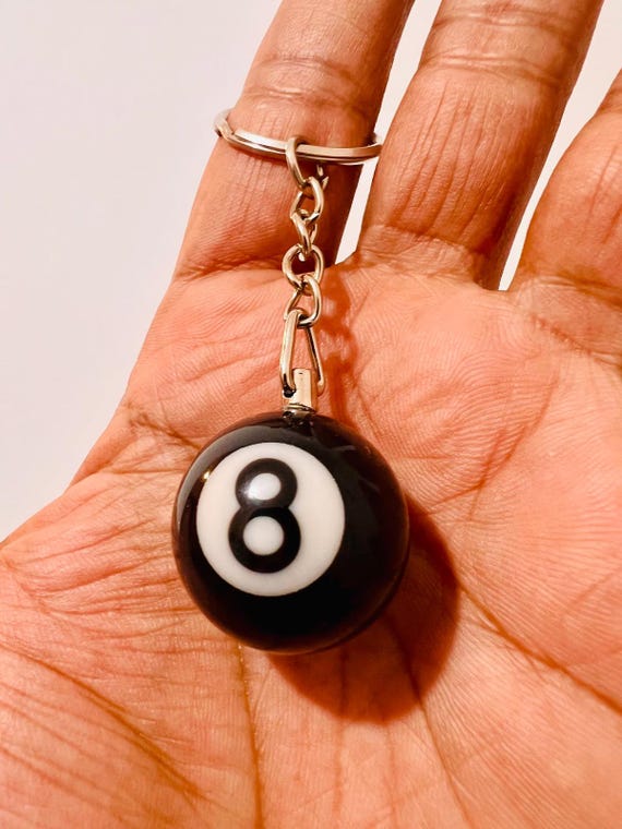 Mini 8 Ball Keychain, Billiards Keyring, Backpack Tag, Gift for Him