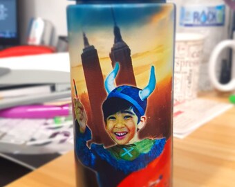 Customised Water Bottle | Personalised | 750ml | Pink | Blue |  Adult | Kids | Super heroes| Waterbottle