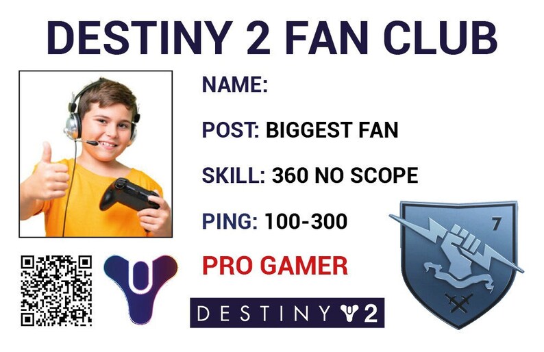 Personalised Id Cards/destiny 2 Fan Id for Prank/chelsea Fan Club/fbi