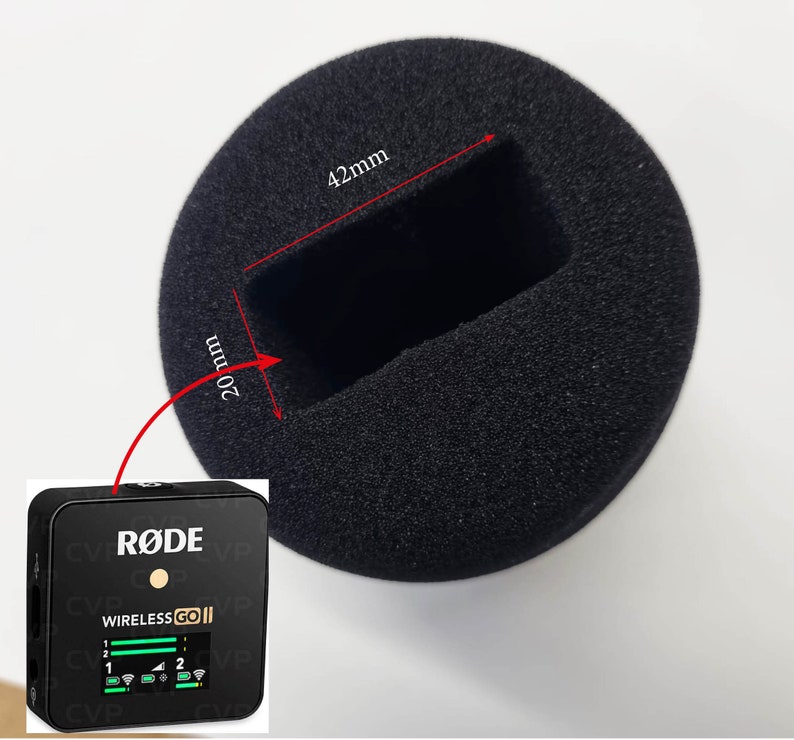 Custom Rode wireless go II rectangular slot Microphone Foam Windshield Cover Protector, Double Sided, Any logo, Full Colour image 6