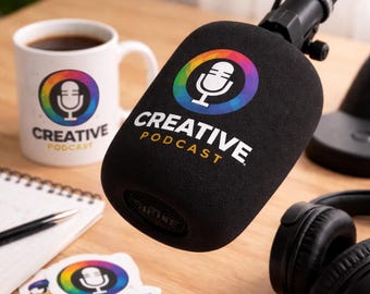 Custom Podcast Microphone Foam Cover with Logo and Branding Kit