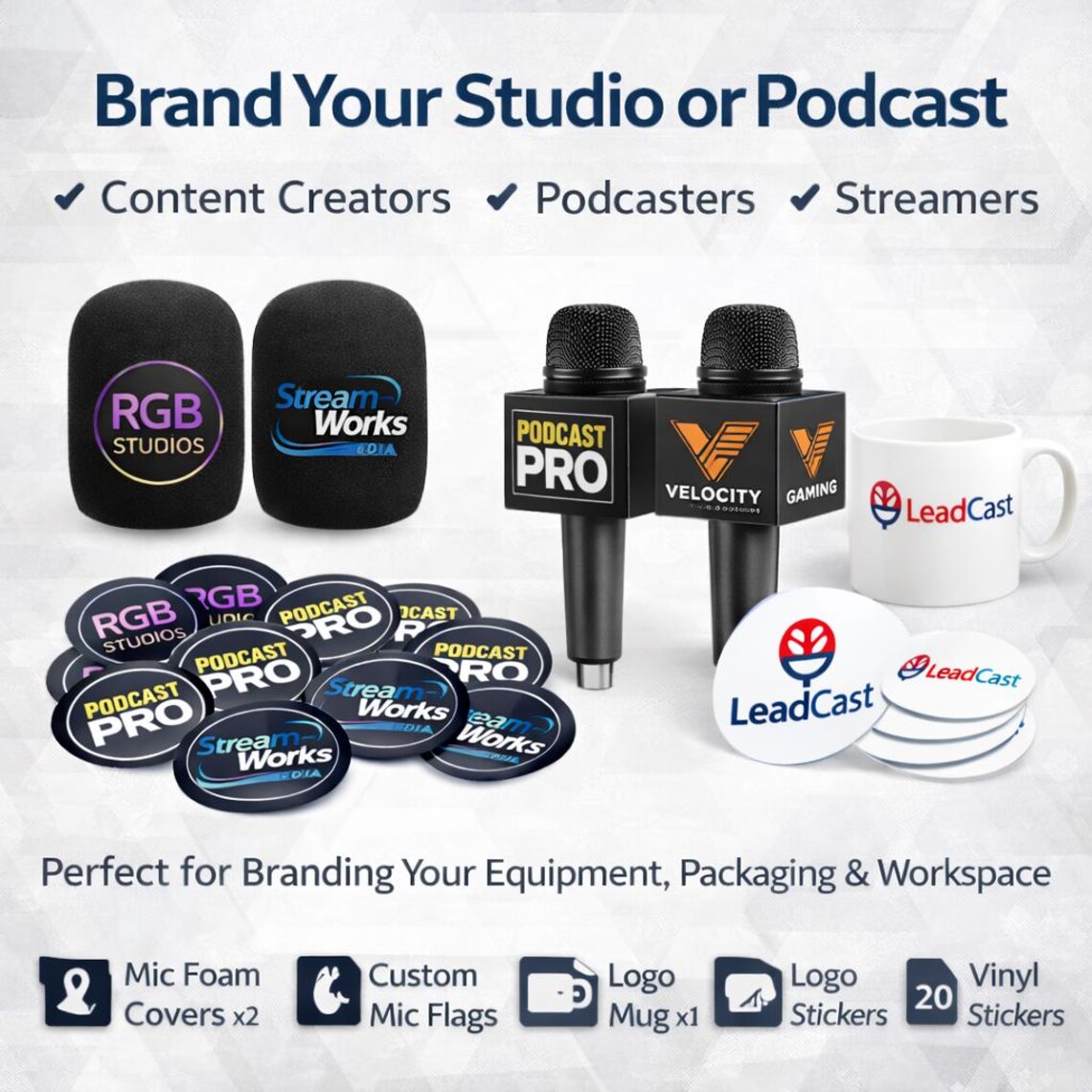 Kit de marque Studio - Podcast personnalisé et ensemble de marque de ...