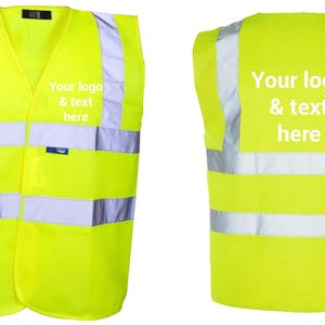 Personalised High Visibility Vest for all purposes - Visibility waistcoat, Adult Size, Customise with Your Text Or Logo (Large, Yellow)