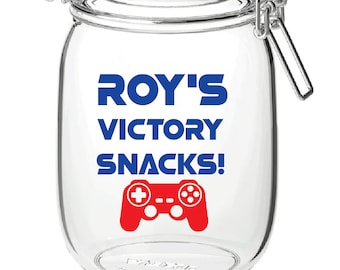 Personalized Gaming Snack Jar Vinyl Decal - Gamer Gift
