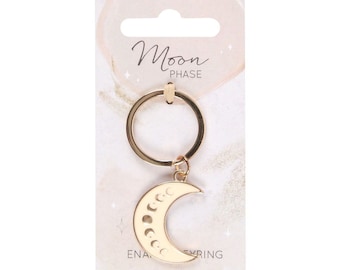 Moon Phase Crescent Enamel Keyring - Brand New