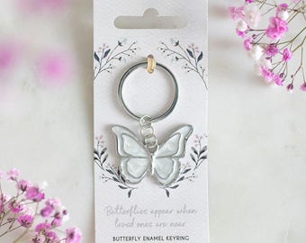 Butterflies Appear When Loved Ones Are Near - Enamel Keyring - Brand New