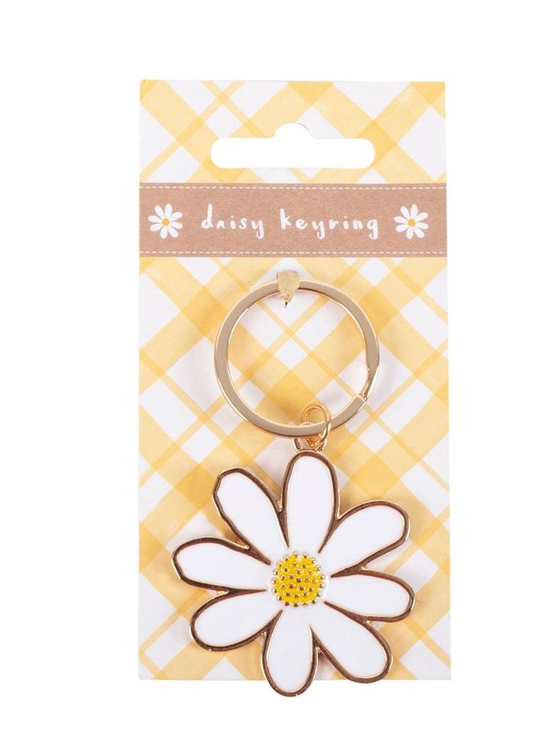 White And Yellow Daisy Flower Keychain Flower Charm Purse Charm Flower