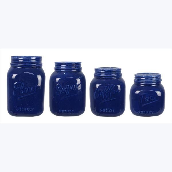Ceramic Mason Jar Canister Set of 4 Etsy