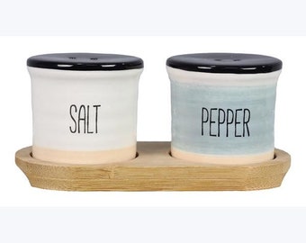 Ceramic Wood Lake Vibe Salt and Pepper Set of 3