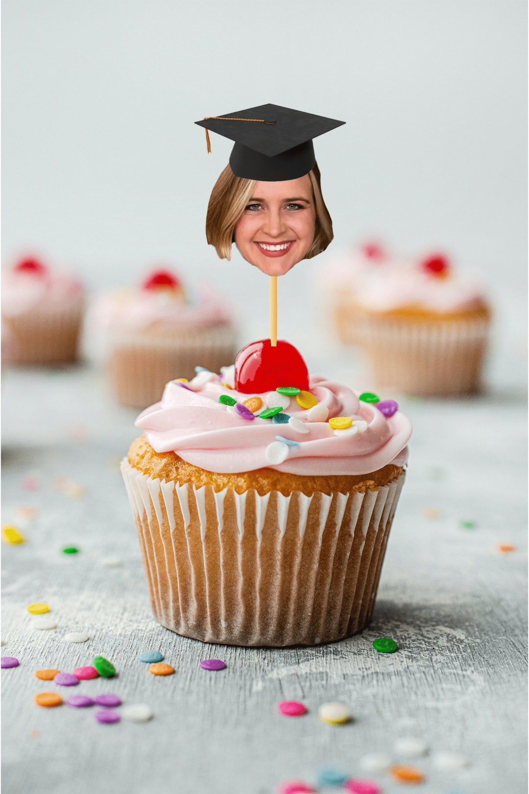 PERSONALIZED Graduation Hat Cupcake Toppers Graduation Party Etsy