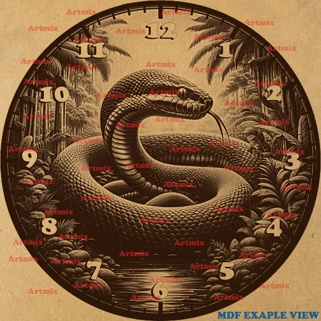 3D Snake Clock Laser Engraving Design: Jungle Illusion (digital File ...