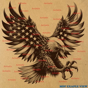 Bald Eagle, American Patriotic Symbol, United States Flag, Instatn Download, Laser Burn PNG, 3D Illusion, Ready to Engraving