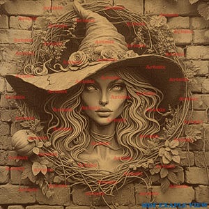 Halloween Witch, Stunning 3D Illusion, Instant Donwload, Laser Engraving PNG, Laser Ready Design, Laser PNG Digital file